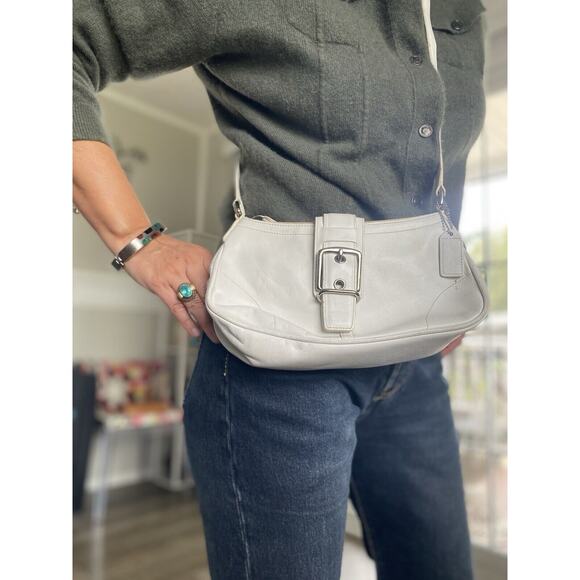 COACH Vintage White Leather Baguette Bag - Picture 1 of 11